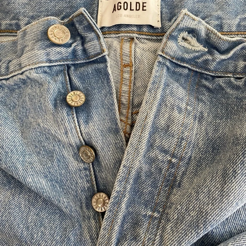 Agolde Riley High Rise Straight Leg Crop Jeans in Renewal Blue Size 32